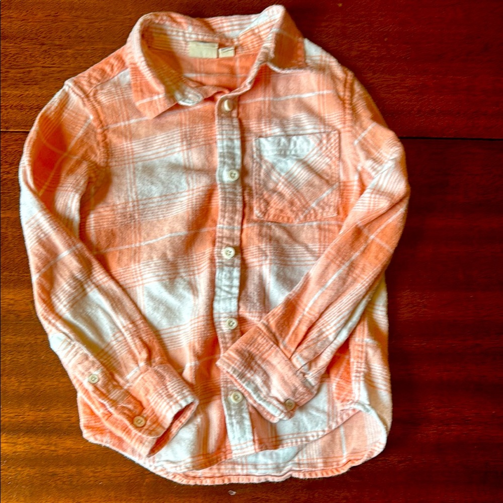 Kids Orange Plaid Shirt